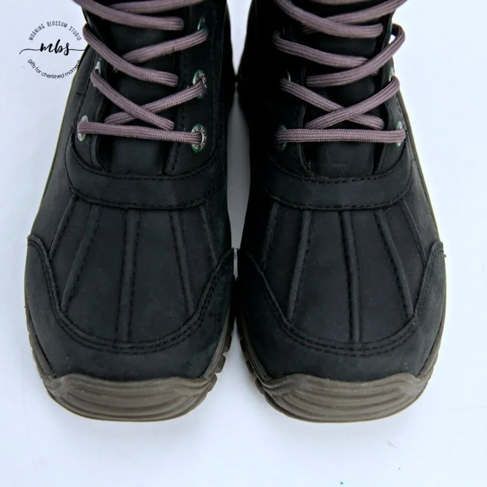 UGG Adirondack II Exotic Waterproof Sheepwool Boots Black Women 7‎